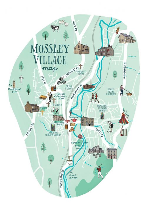 Mossley Village Map Print | Authentic Uppermill